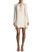 Galaxy Cutout Long-sleeve Embellished Cocktail Dress
