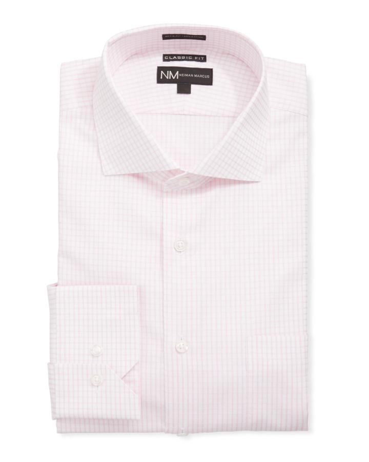 Men's Classic Fit Regular Grid Check Dress