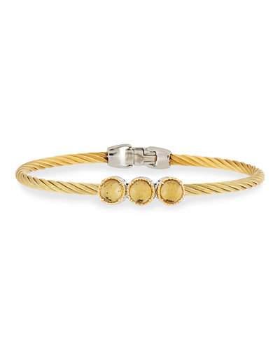 Orange Citrine Triple-station Bangle Bracelet