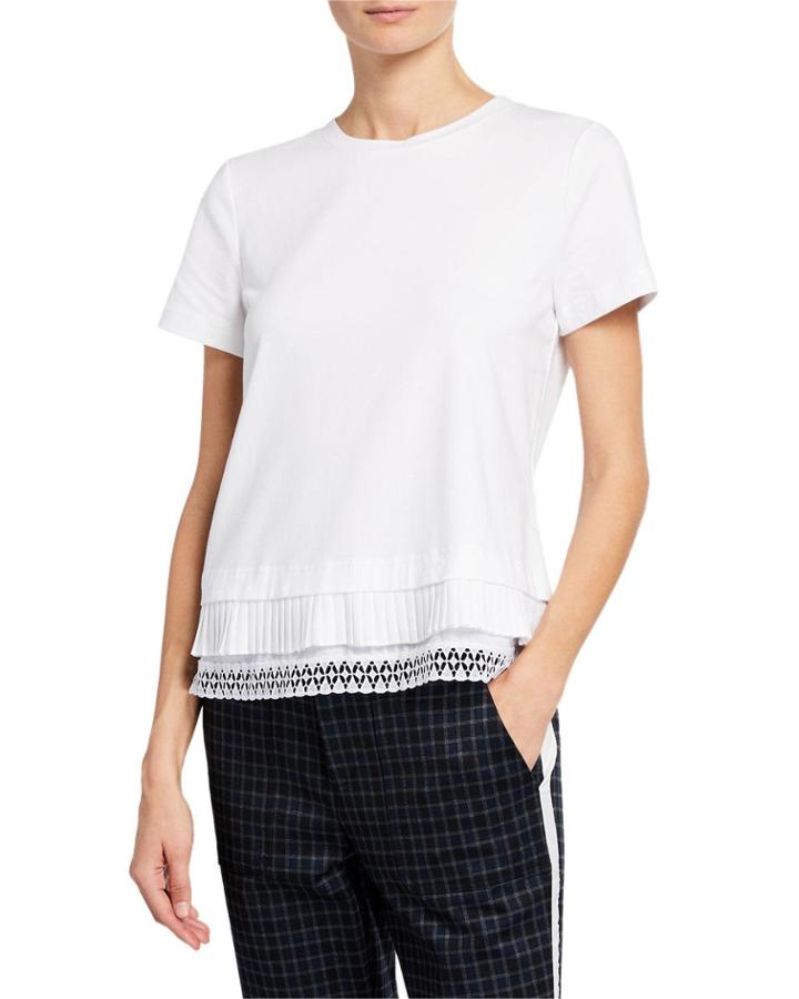 Lace-trim Crewneck Tee