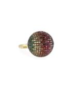 Rainbow Sphere Pave Ring,