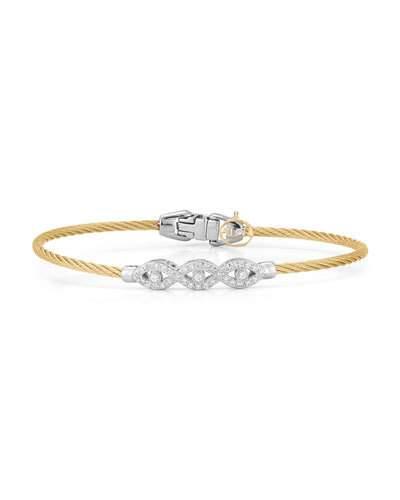 18k Triple Diamond Cable Bangle, Yellow