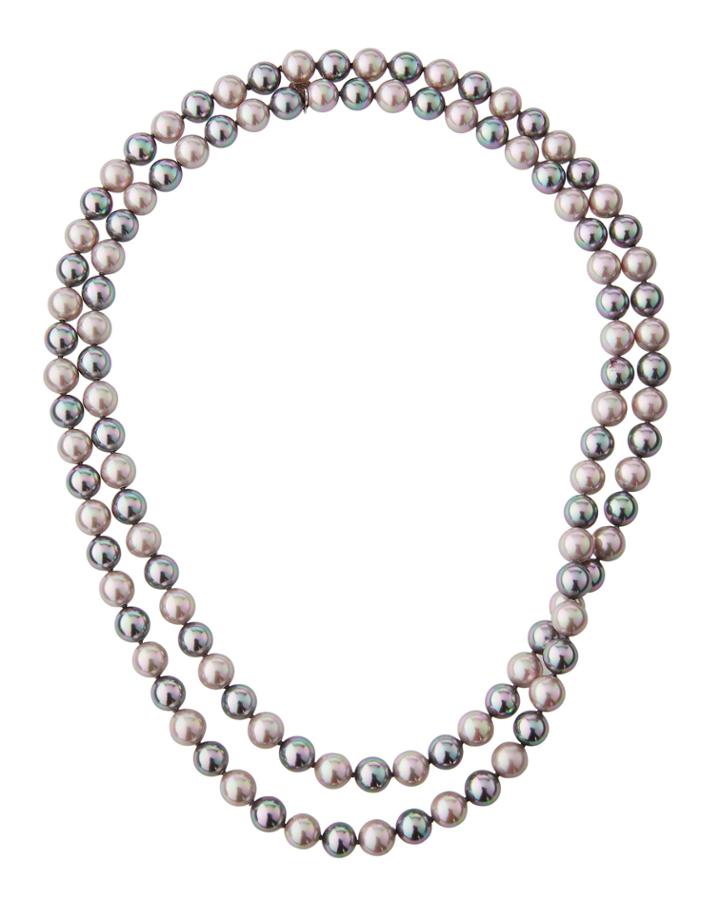 Long Pearl-strand Necklace, Gray