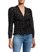Long-sleeve Spotted V-neck Top
