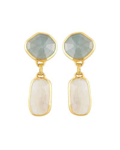 Elements 24k Mixed Sapphire Double-drop Earrings