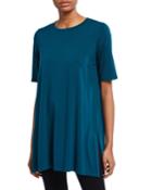 1/2-sleeve Round-neck Tunic