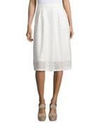 Pleated Lace Jersey Midi