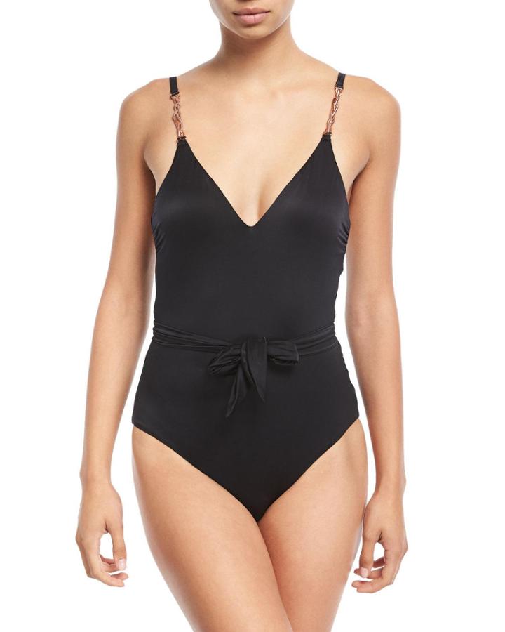 V-neck Wrap Maillot One-piece