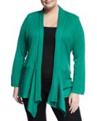 Rib-knit Shawl-collar Jacket, Green,