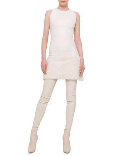 Shearling Fur-trimmed Apron Dress