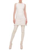 Shearling Fur-trimmed Apron Dress