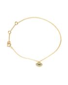 14k Yellow Gold Evil Eye Charm Bracelet W/ Pave Diamonds