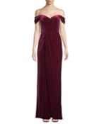 Samira Sweetheart Off-the-shoulder Velvet Column Gown