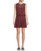 Draped Dot-print Chiffon Dress