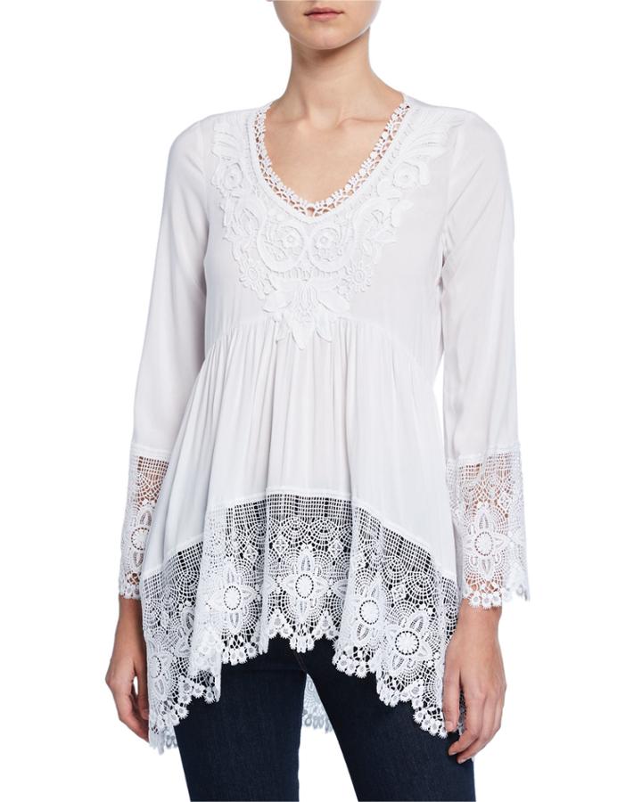 Crochet Lace Long-sleeve Blouse