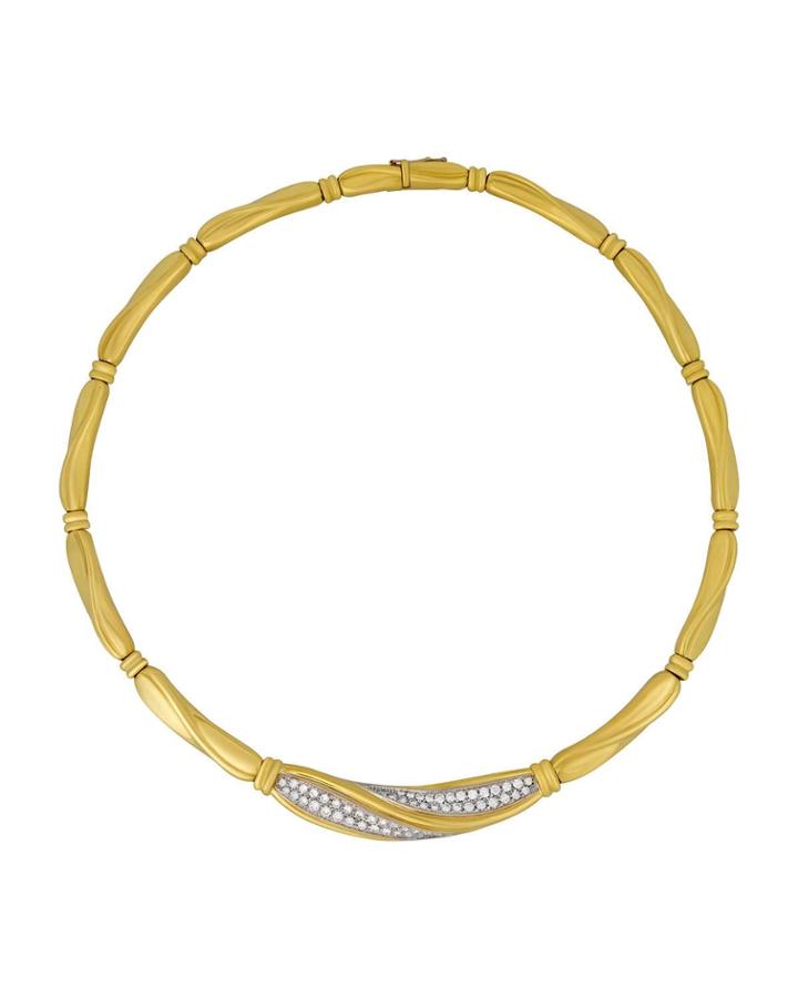 18k Grooved Diamond Necklace