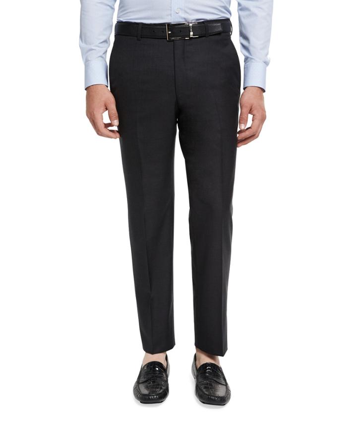 Collection Multi-season Merino Wool Flat-front Trousers