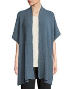 Shawl-collar Open-front Long Cashmere Tabard Cardigan