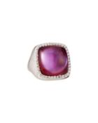 18k White Gold Amethyst Doublet Cushion Ring,