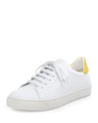 Wink Napa Leather Low-top Sneakers, White/yellow