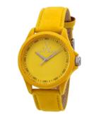 Sartorial Washed Leather Watch, Yellow