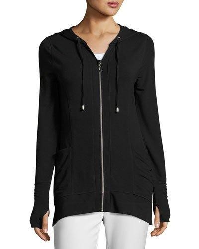 Slim Hooded Zip Sweatshirt, Black