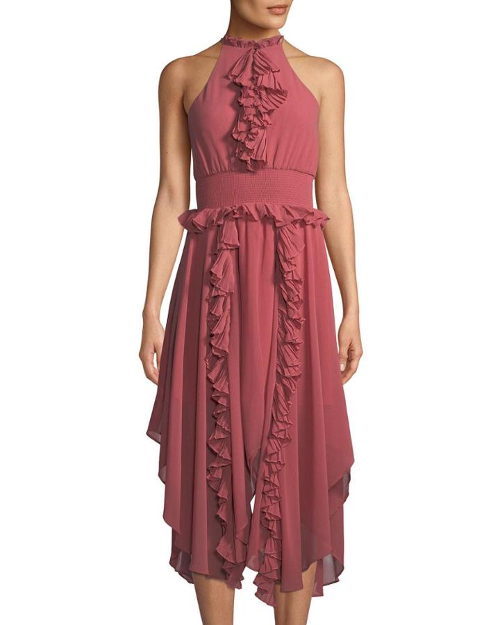Say Something Ruffle Chiffon A-line Dress