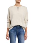 Cashmere Crewneck Sweater With Triangle Inset