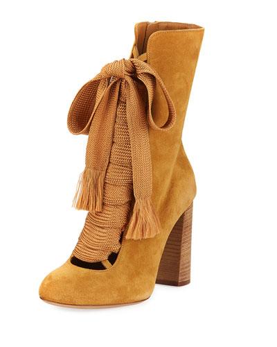 Suede Chunky Lace-up Bootie,