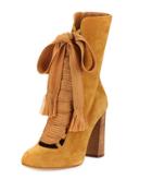 Suede Chunky Lace-up Bootie,
