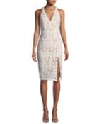 Love Is Embroidered Sleeveless Pencil Dress