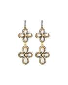 Double Pave Clover Drop Earrings