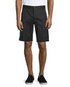 Straight-leg Shorts With Side Zip Pockets, Black
