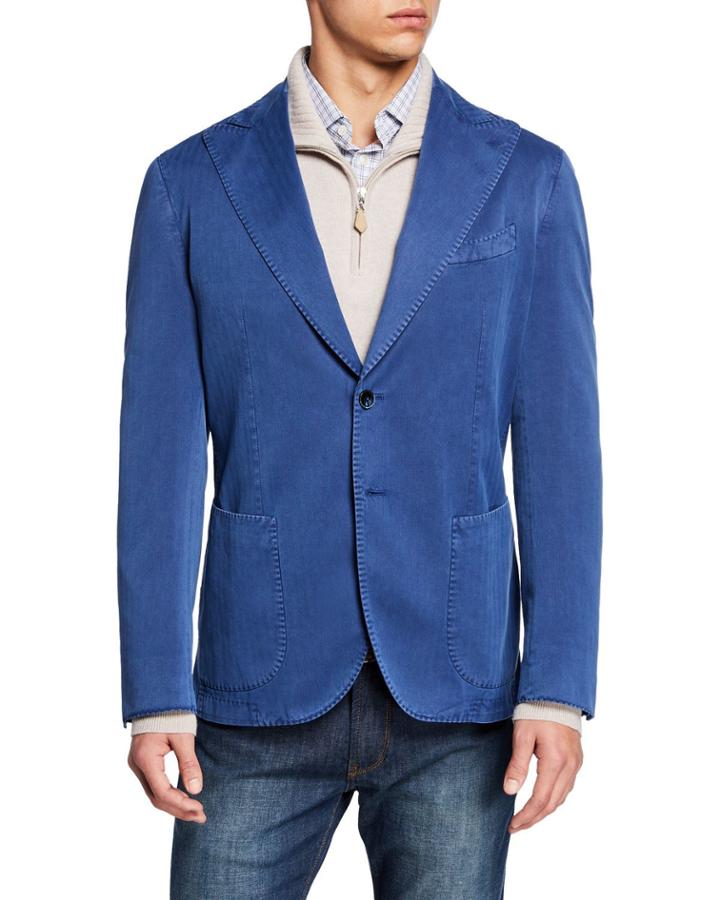 Men's Solaro Stretch-denim Two-button Jacket