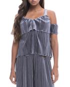 Crushed Velvet Cold-shoulder Top
