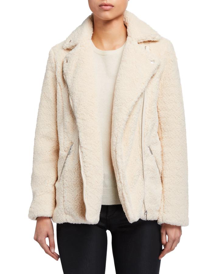 Faux Sherpa Long Biker Jacket