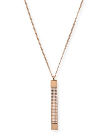 Mia Quadra Pave Crystal Bar Necklace, Rose Gold