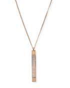 Mia Quadra Pave Crystal Bar Necklace, Rose Gold