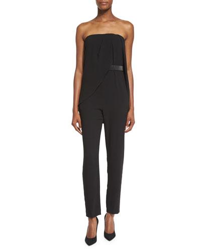 Draped Strapless Jumpsuit, Black