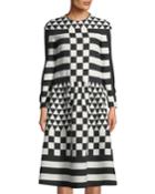 Long-sleeve Jewel-neck Geometric