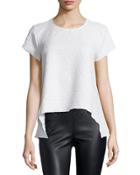 Juni Arched-hem Blouse, White