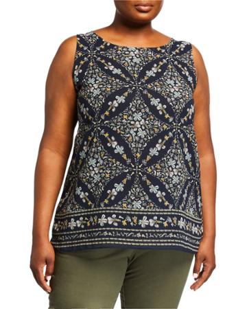 Plus Size Printed Georgette Tank Top