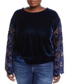 Velvet Lace Bell-sleeve Blouse,