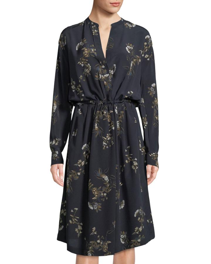 Spaced Floral-print Tie-waist