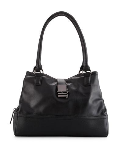 Glory Faux-leather Satchel Bag, Black