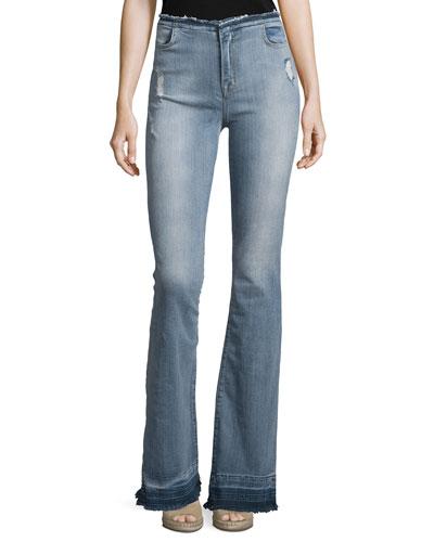 Maria High-waist Flare Jeans, Drift Blue