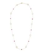 14k Freshwater Pearl & Ruby Rope Necklace,