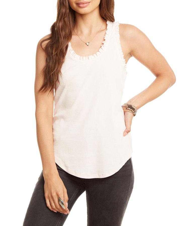 Ruffle Racerback Scoop-neck Tank Top