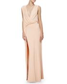 Sleeveless Grecian Column Gown, Peach