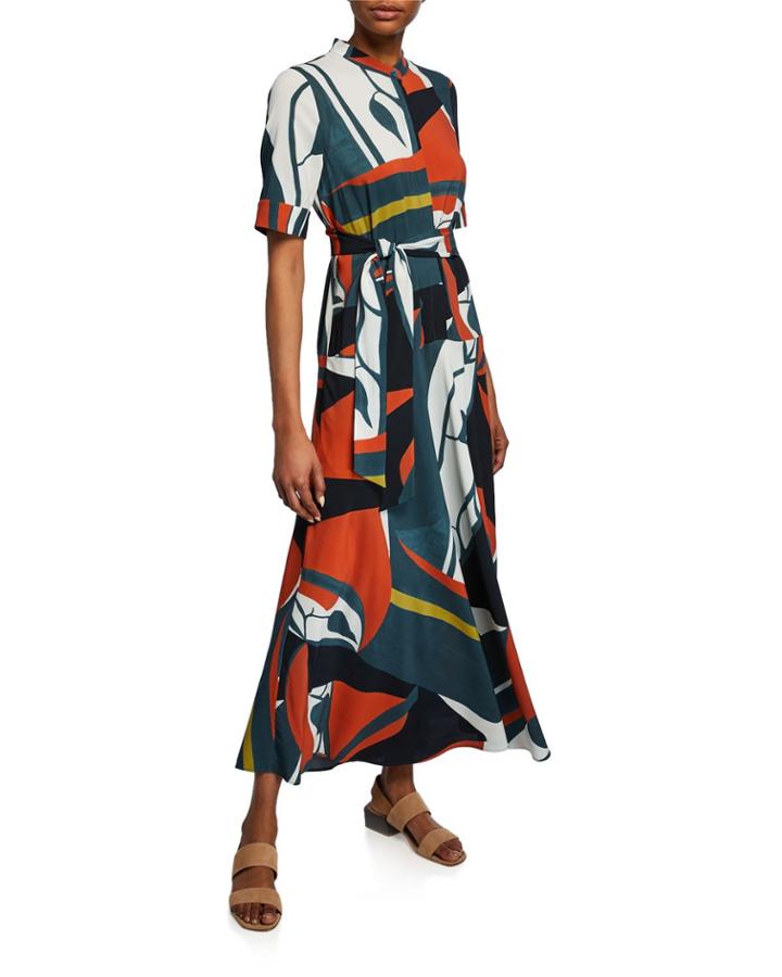 Augustina Artisan Abstract-printed Short-sleeve Crepe Dress